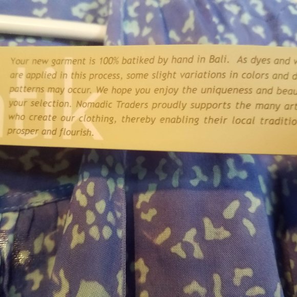 NWT Nomadic Traders L Women's Batik Rayon Lt Wt 3/4 sleeve Wrap Periwinkle/Green - Picture 5 of 11